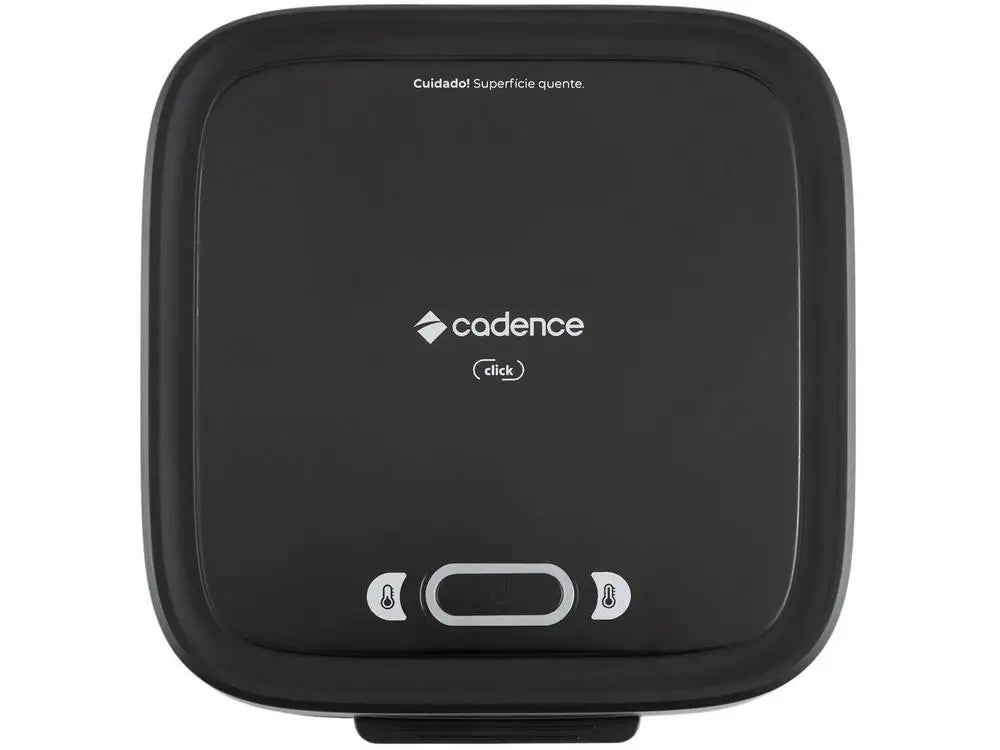 Hot Trend Vault Cadence 750W nonstick grill click sandwich maker with handle, open lid showing grilling plates, 110V appliance