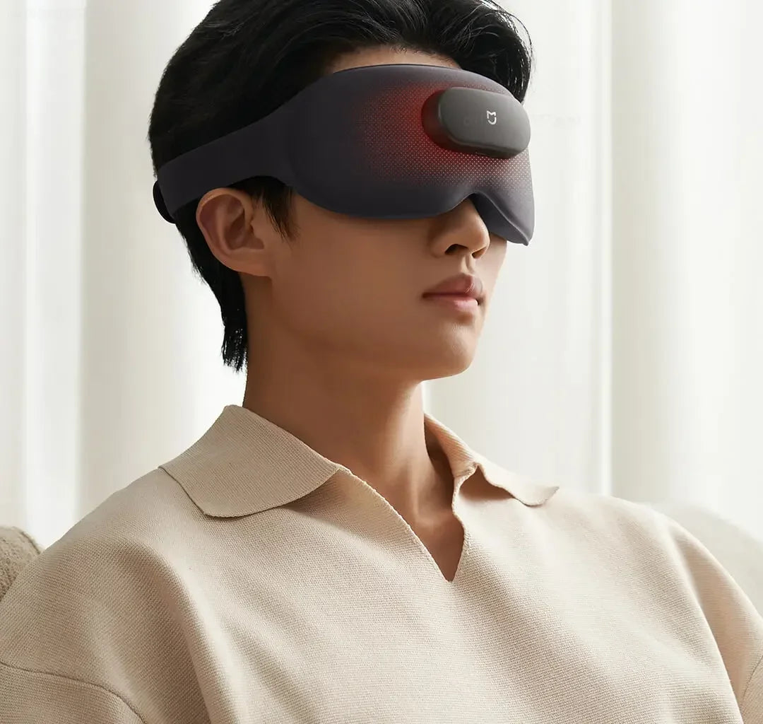 Black MIJIA Smart Massage Eye Mask by Hot Trend Vault with vibration feature for relaxing, home blackout and eye comfort.