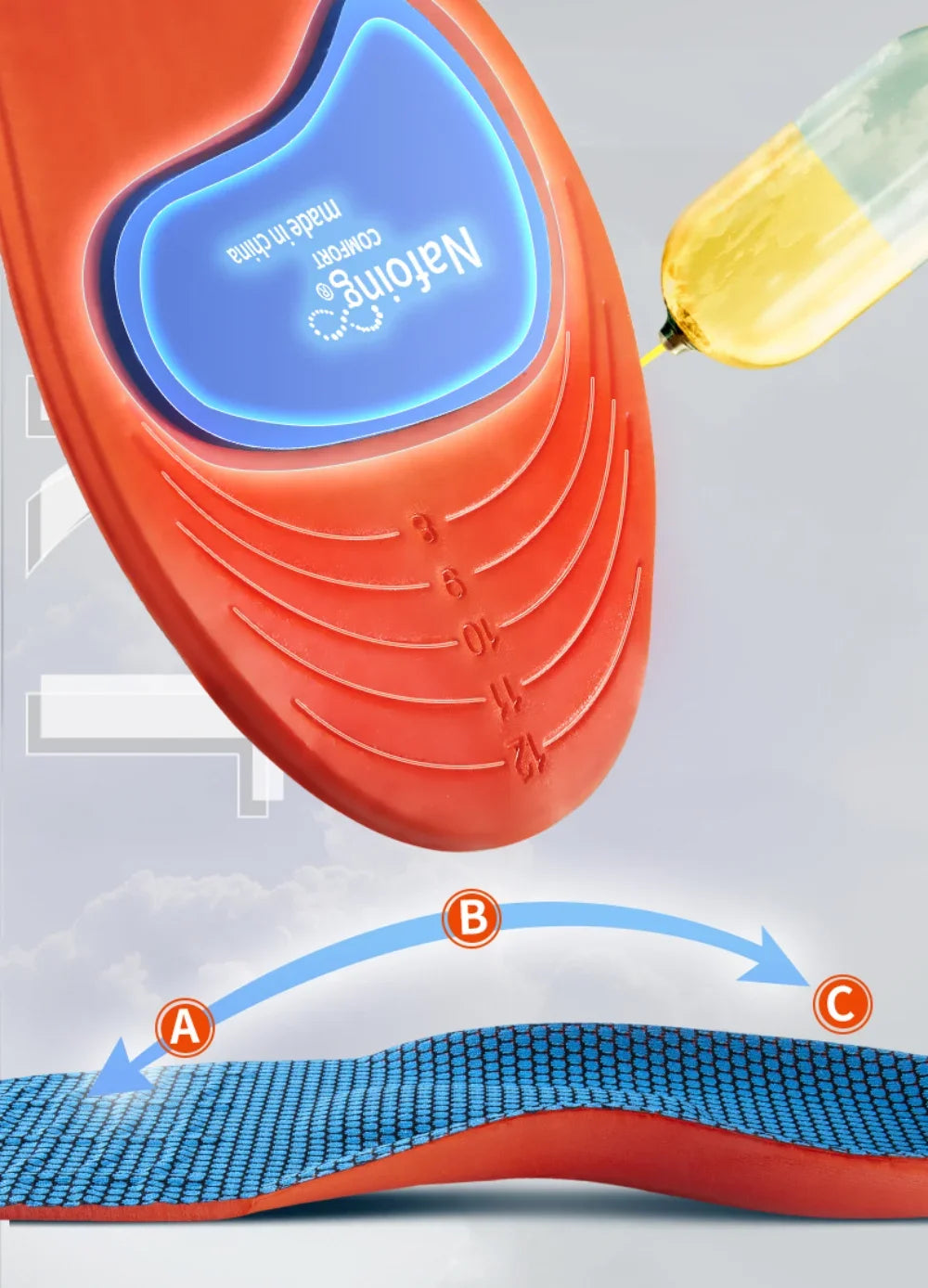 Sport Orthopedic Insoles for Feet Men Women EVA Breathable Shock Absorption Shoes Insole for Running Basketball Sport Care Pads