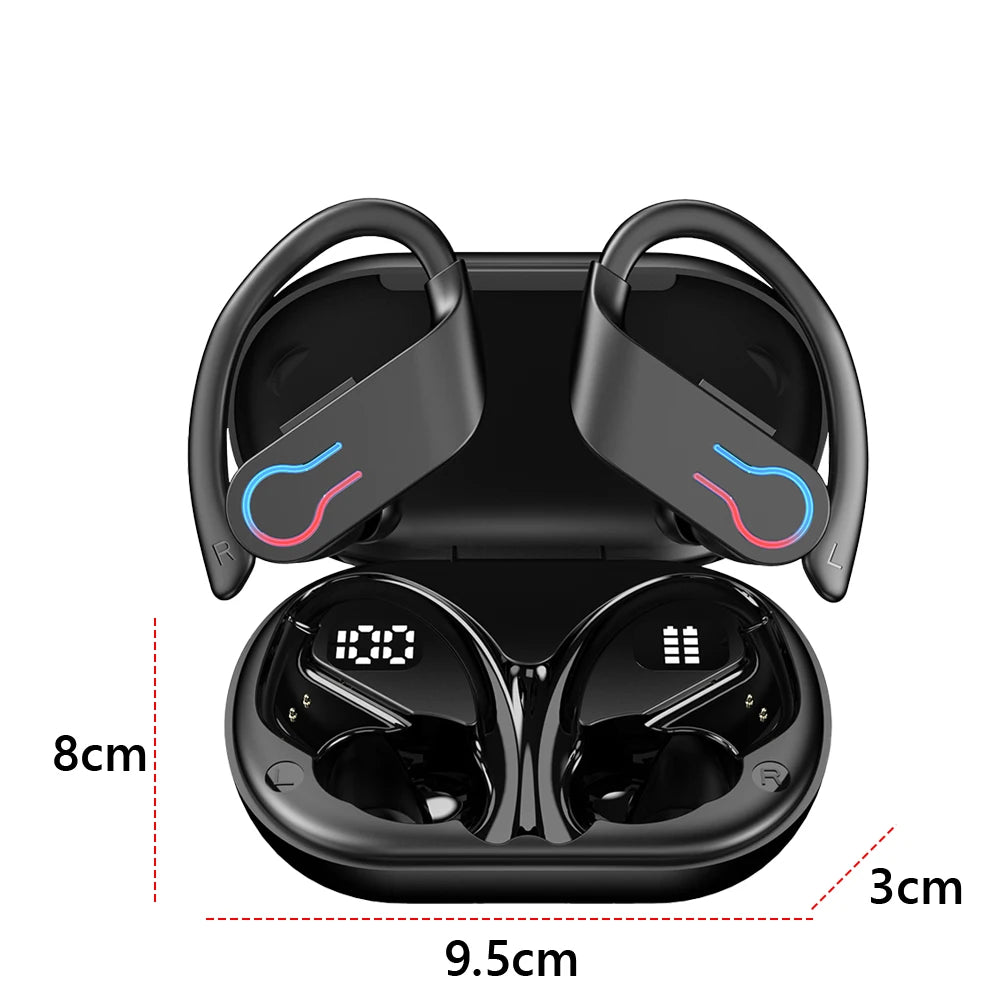 Bluetooth 5.3 Wireless Earbuds Sports Headphones with Earhooks Built-in Mic Earphones Waterproof Headphones Ear Buds for Sports