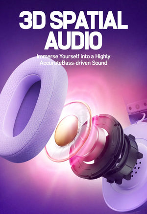 Picun G1 2.4GHz Gaming Wireless Headset 3D Surround Sound Spatial Audio ENC HD Mic Headphones for Gamer Lightweight PS5 PC Phone