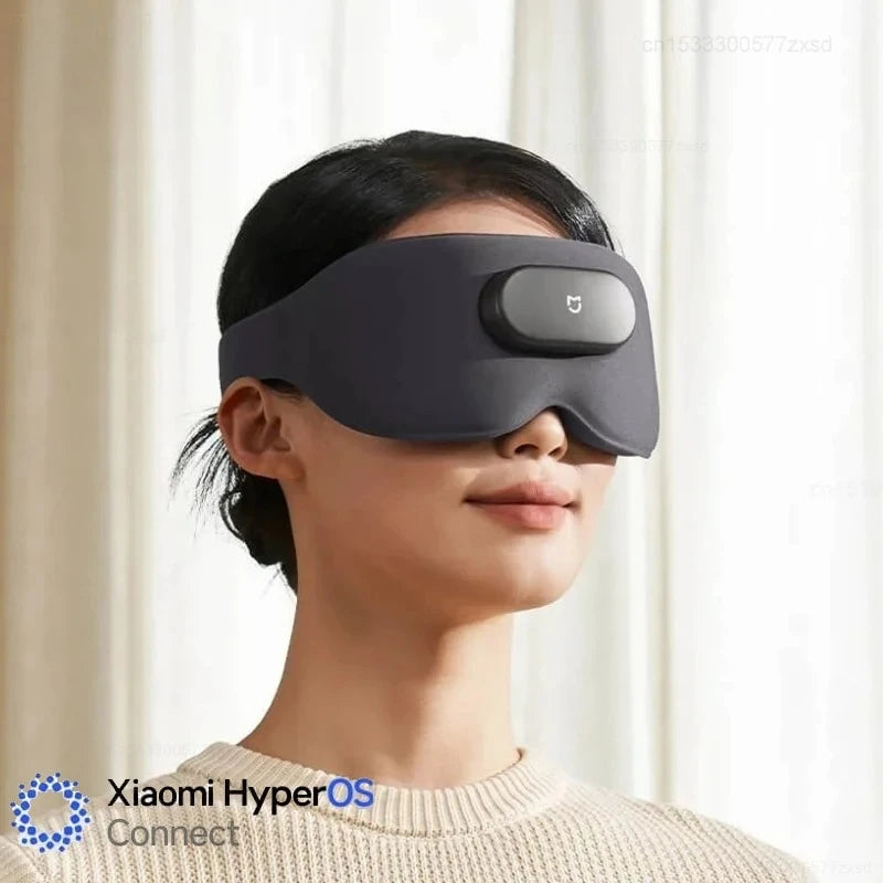 Black MIJIA Smart Massage Eye Mask for home use, featuring vibration and blackout design for relaxation and eye comfort.