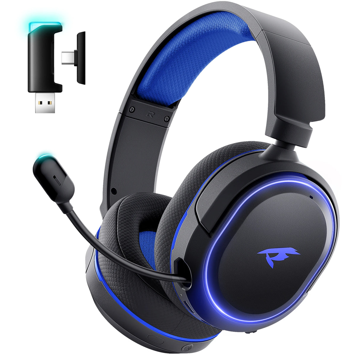 Picun G2 Wireless Gaming Headset Bluetooth 5.3 2.4G Headphones 7.1 Surround 5ms Low Latency ENC Mic for PC PS4 PS5 Phone Switch