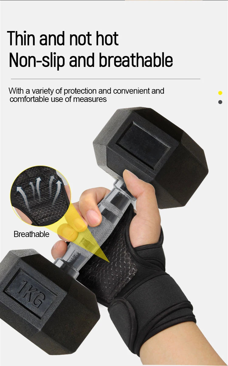 Guantes de gimnasio para entrenamiento para hombres y mujeres, protector de muñeca y palma para levantamiento de pesas