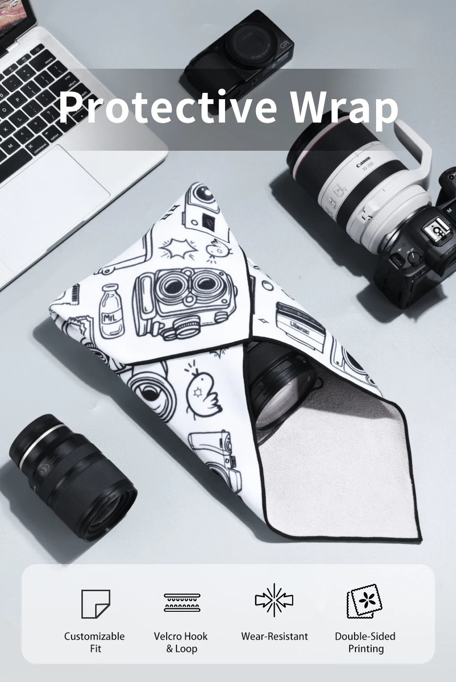 Ulanzi Double-sided Printing Protective Wrap Camera Smartphone Cleaning Cloth for Camera Smartphone Tablet Fill Light