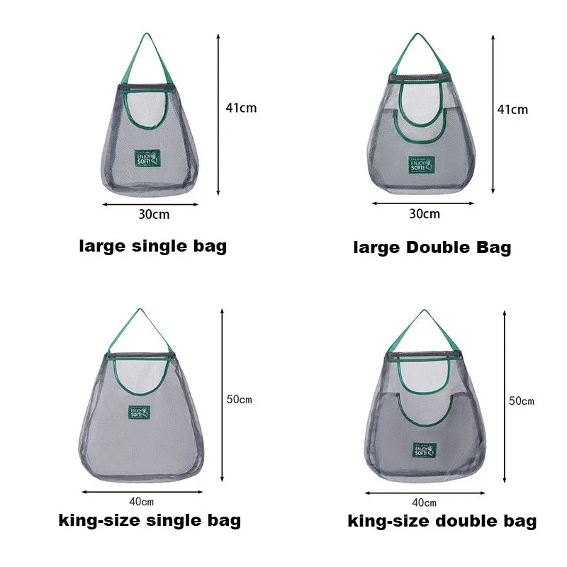 Hot Trend Vault reusable mesh storage bags for kitchen, hanging net bag for onions, garlic, and potatoes.