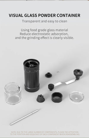 Hot Trend Vault DCNB mini manual coffee grinder with conical burr, adjustable settings, 30g capacity for espresso lovers.