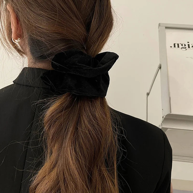 Hot Trend Vault velvet hair scrunchie for women, large elastic cashmere hair tie with soft, plush fabric for gentle hold
