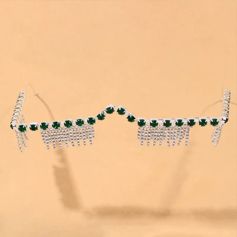 Stonefans Tassel Glasses Frame Women Luxury Retro Sunglasses Bohemian Without Lens Women's Accessories Eyes Glasses Face Jewelry