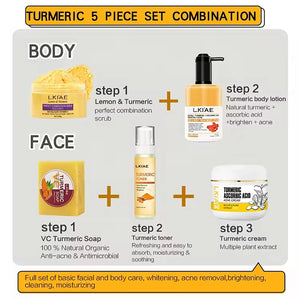 Ailke Turmeric Skin Care Set by Hot Trend Vault featuring whitening creams and serums for a radiant, even skin tone.