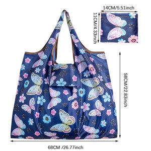 Hot Trend Vault Clyine reusable folding shopping bag with lemon and strawberry cartoon print, eco-friendly portable tote for shoppers