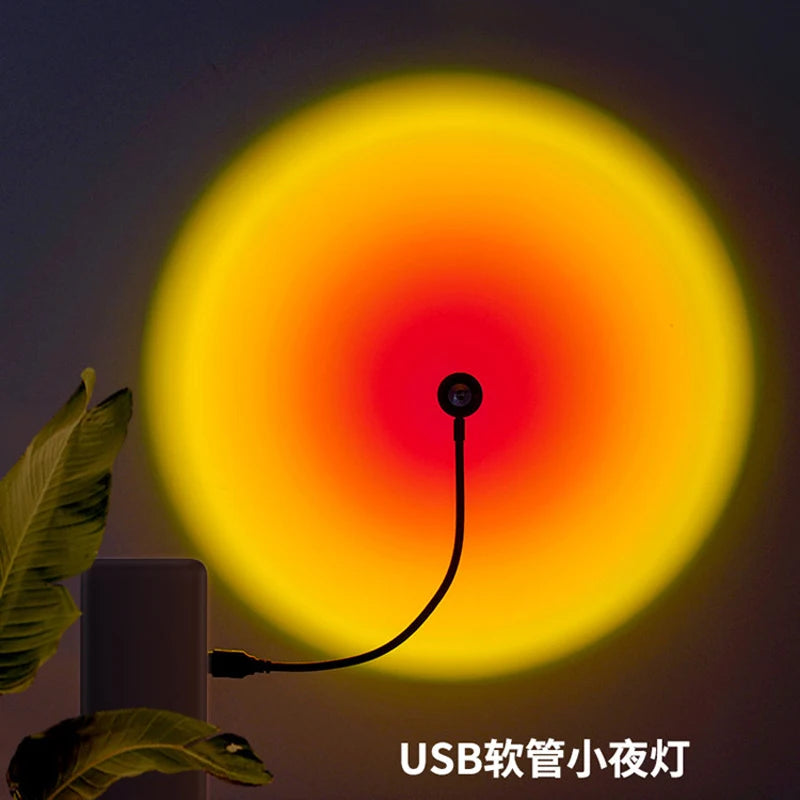 USB Sunset Lamp LED Rainbow Neon Night Light Projector Photography Wall Atmosphere Lighting for Bedroom Room Decor Nightlights