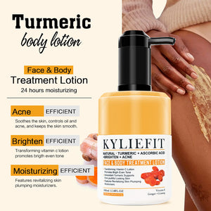 Unisex AILKE Turmeric Skin Care serum for acne, pore refining and brightening, in a sleek bottle with a dropper.