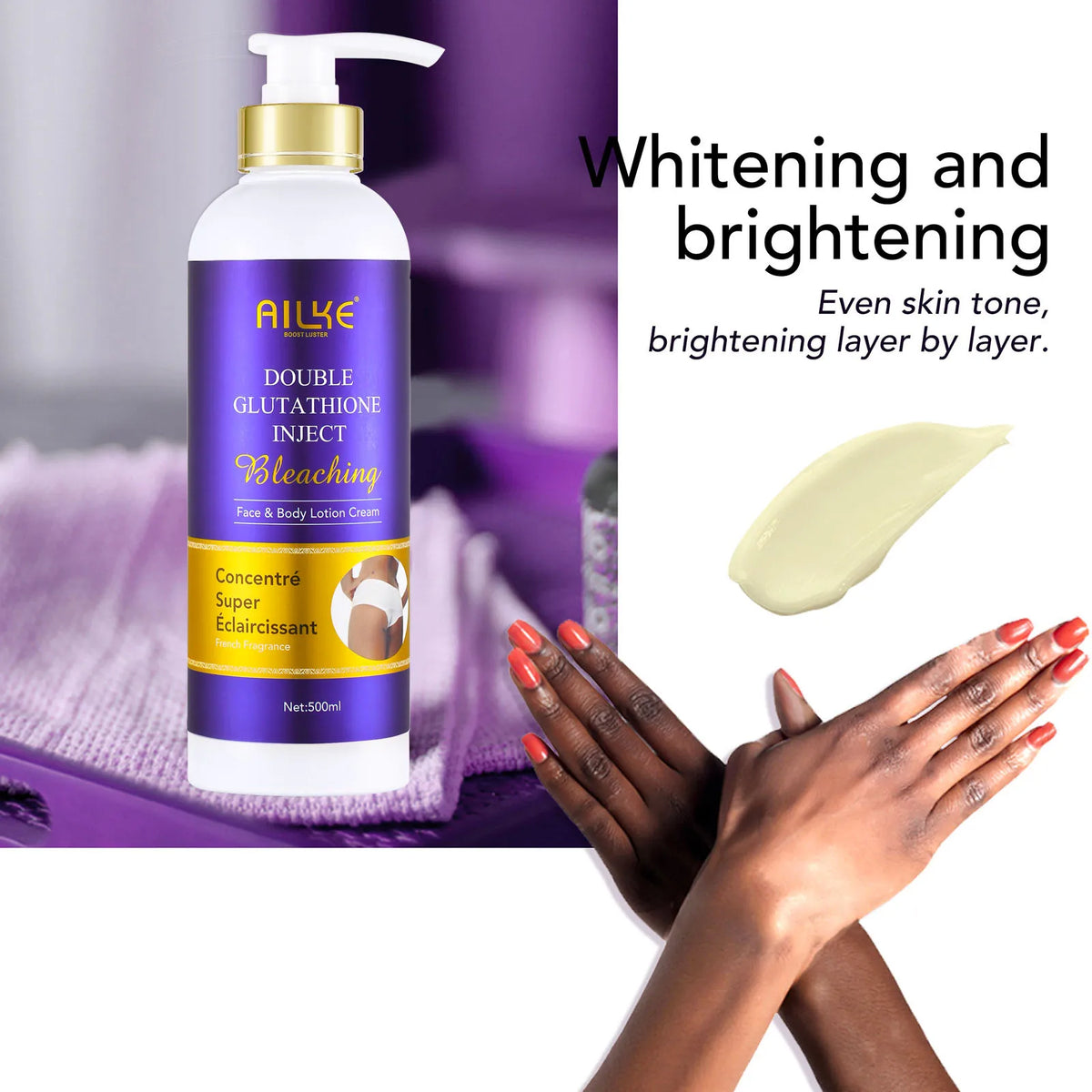 AILKE Glutathione Whitening Skin Care cream for women, moisturizing and suitable for all skin types, with even skin tone benefits.