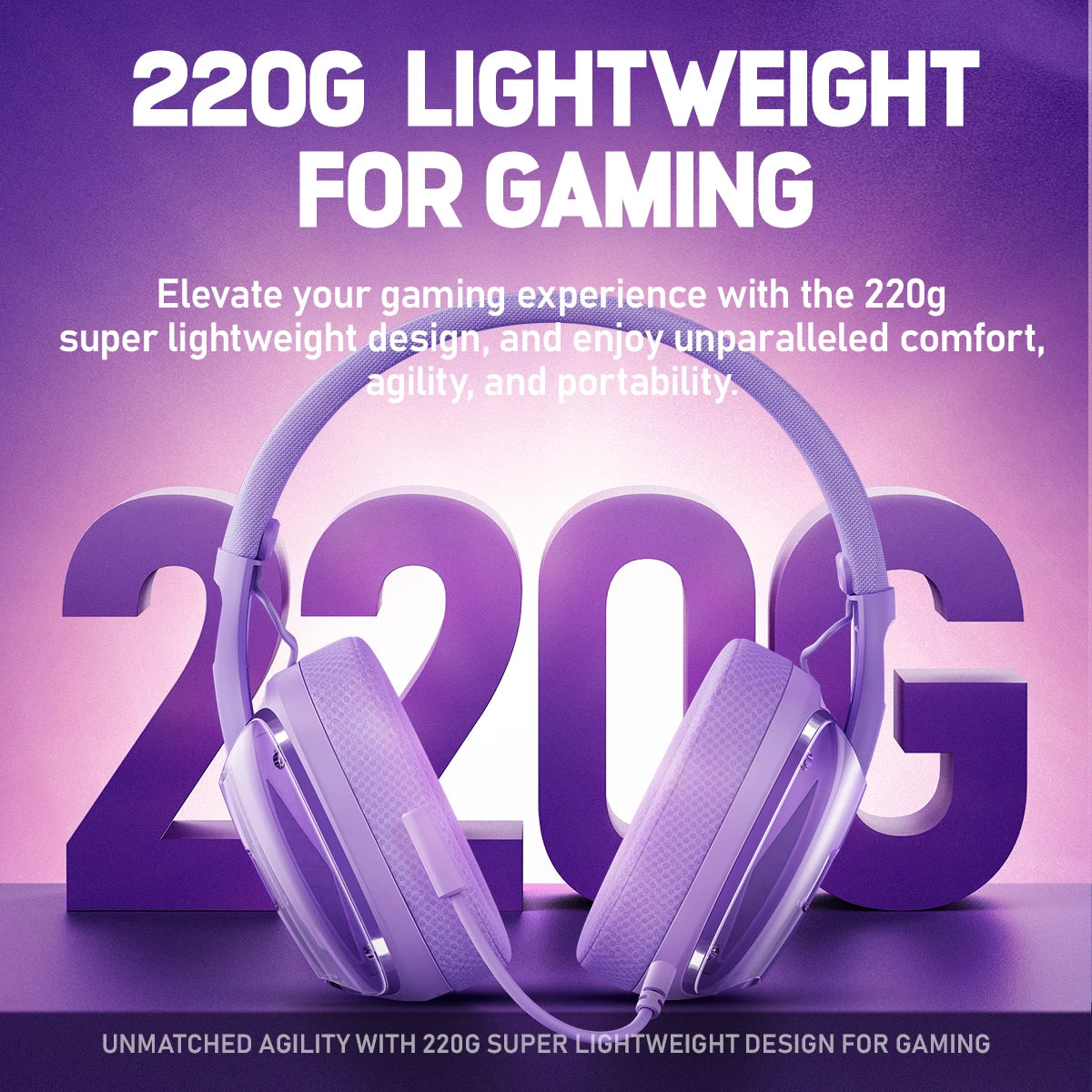 Picun G1 2.4GHz Gaming Wireless Headset 3D Surround Sound Spatial Audio ENC HD Mic Headphones for Gamer Lightweight PS5 PC Phone