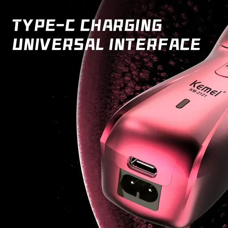 Kemei KM-8502 cordless hair clipper kit for home grooming, featuring multiple attachments and a rechargeable battery.