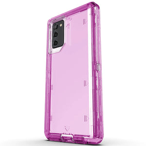 Hot Trend Vault Galaxy Note20 Ultra transparent shockproof case with two tempered glass screen protectors, showing clear protective design