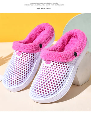 Couple Style Men's and Women's Cotton Slippers Winter Warm Plus Velvet Thickened Clogs Mule Shoes