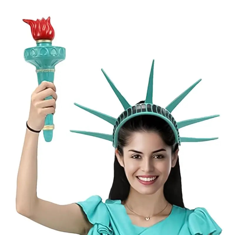 Liilaimic Statue of Liberty headband cosplay crown for women, festival and masquerade accessory, detailed gold-tone design.