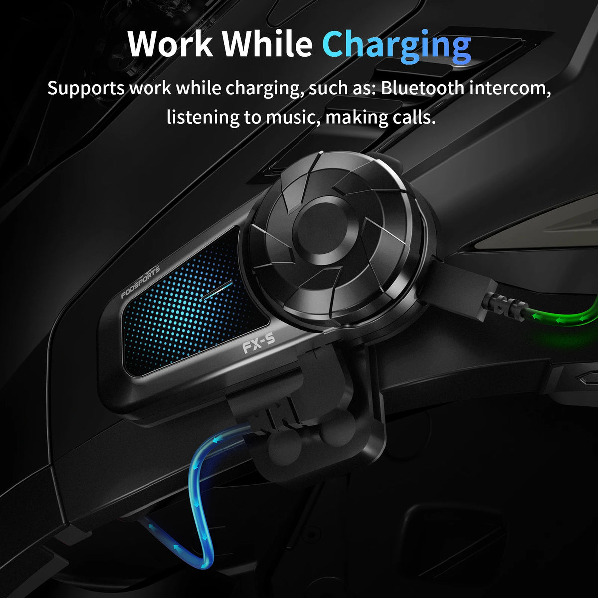 2pcs Fodsports FX-S Motorcycle Intercom Wireless Bluetooth Helmet Headset,1000M,BT5.4