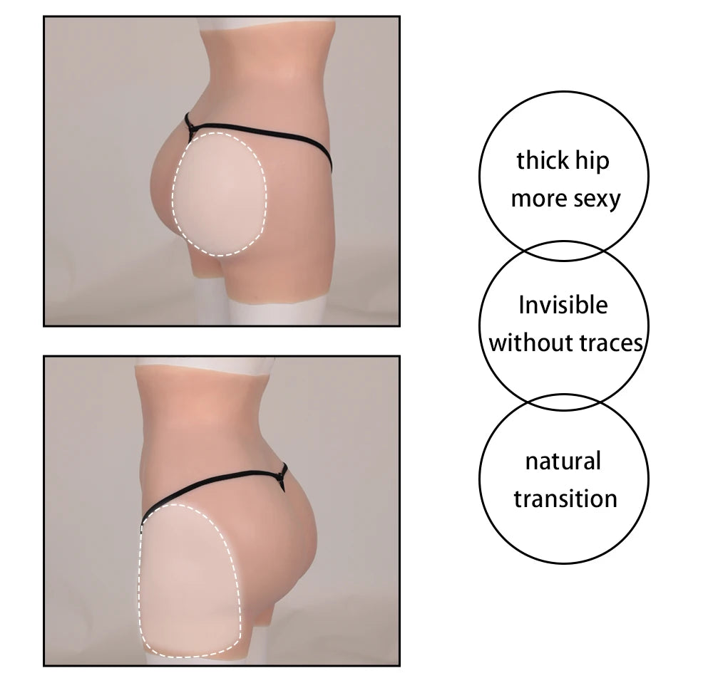 Silicone hip enhancer panties for drag queens and crossdressers, featuring a lift design and realistic buttock shaping from Hot Trend Vault.