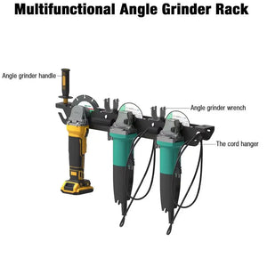 Wall-mounted storage rack for angle grinders by Hot Trend Vault, designed for organized home workshop tool storage.