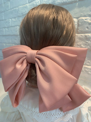 Large satin bow hairpin for women, retro style hair clip by Hot Trend Vault, featuring elegant satin fabric and decorative bow design.