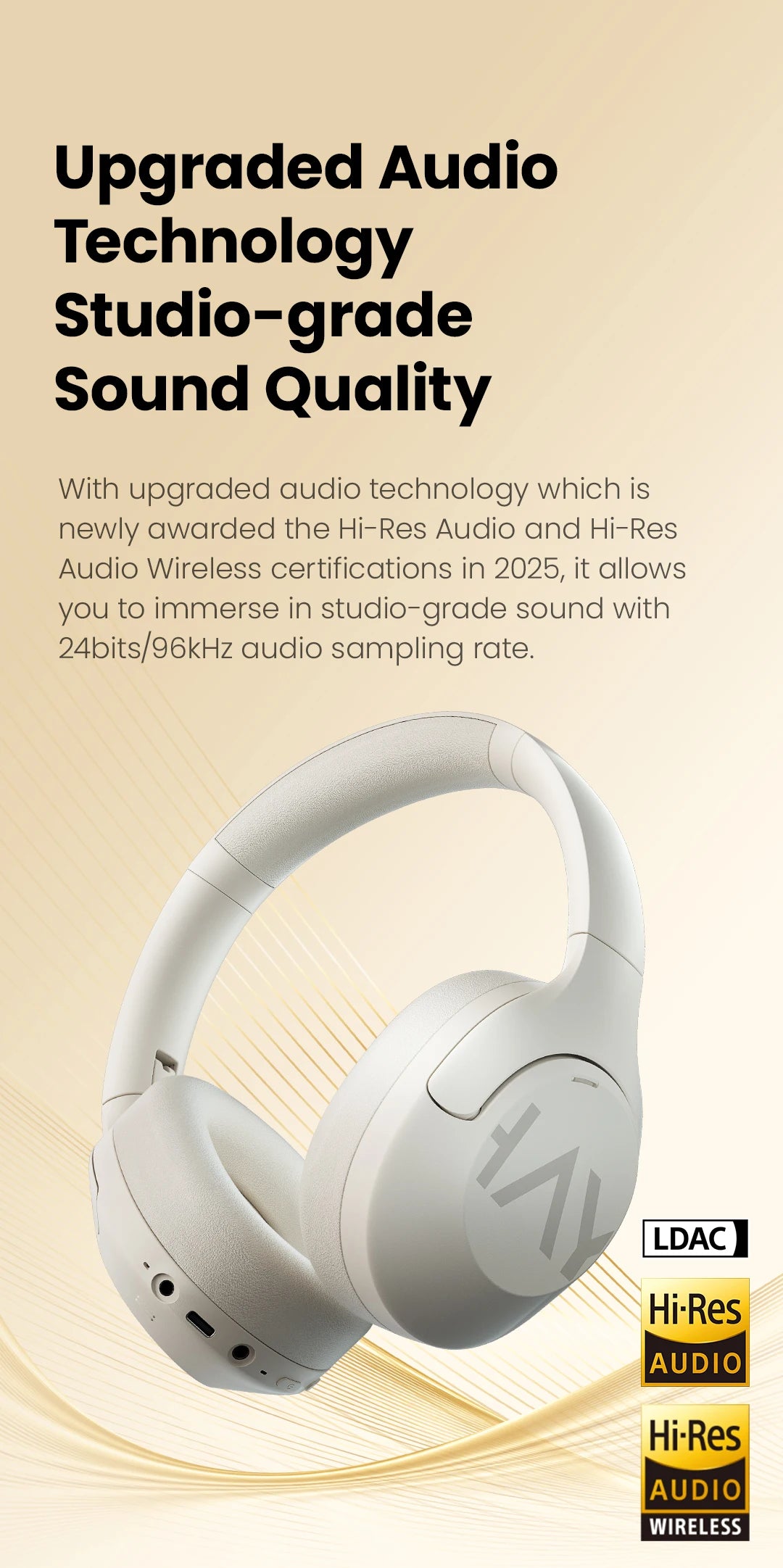 HAYLOU S30 Wireless Bluetooth 5.4 Headphones 43dB Adaptive Noise Cancelling Headsets 40mm Driver 80H Playtime Earphones