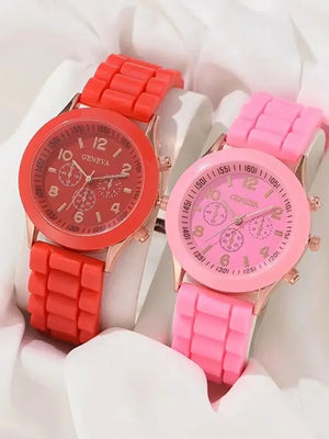 Luxury women's watch set by Hot Trend Vault with two silicone band accessories, modern design and stylish look.