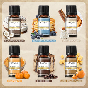 Set of six EUQEE fragrance oils for men and women in 10ml bottles, featuring a variety of scented essential oils by Hot Trend Vault.
