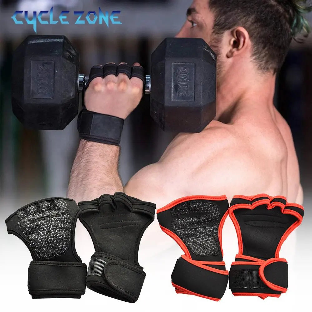 Half Finger Weight Training Gloves for Men Women Fitness Sports Wrist Palm Protector Gloves Anti-slip Gym Cycling Gloves Black