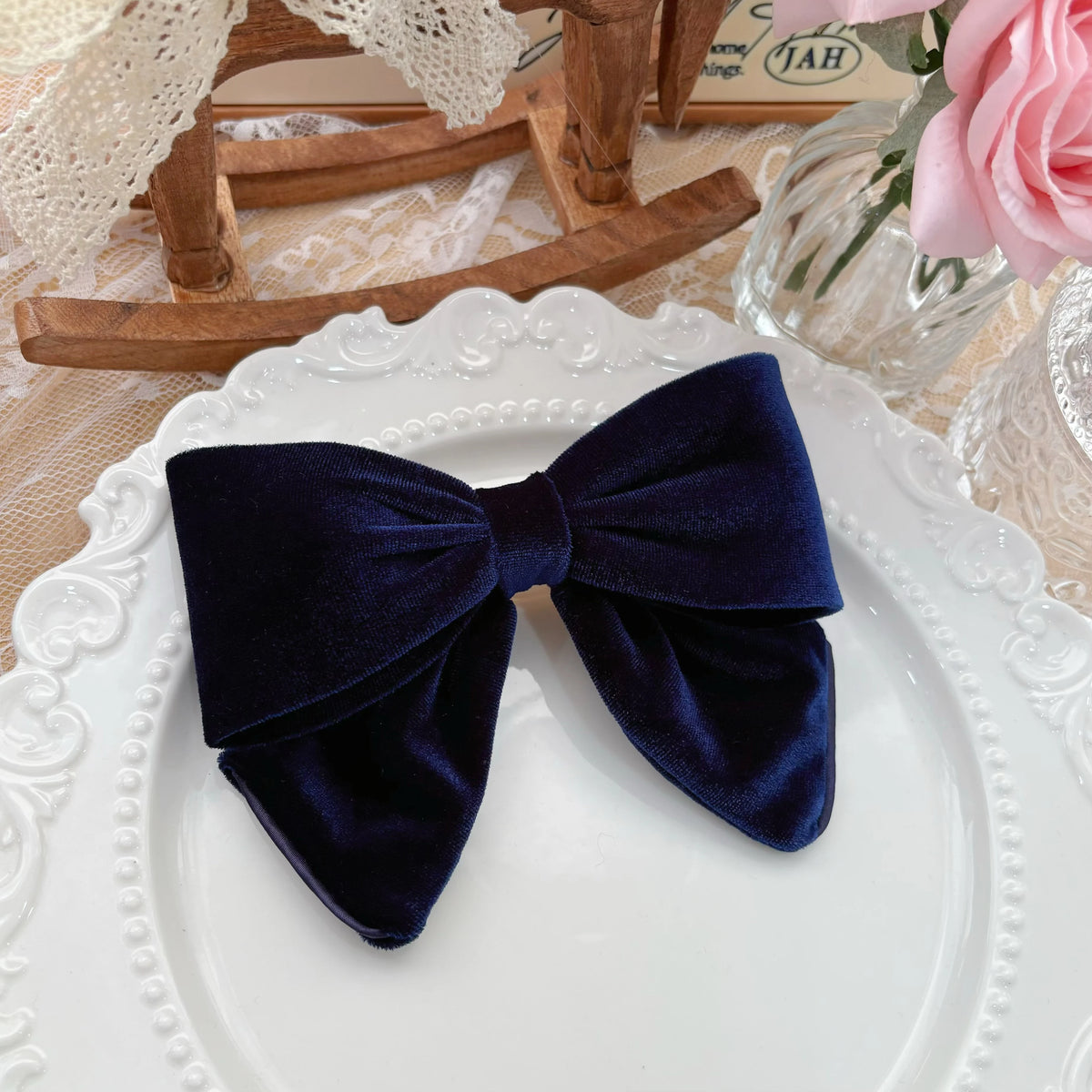 Velvet hair clips with three-dimensional bowknot design for women and girls, elegant accessory by Hot Trend Vault