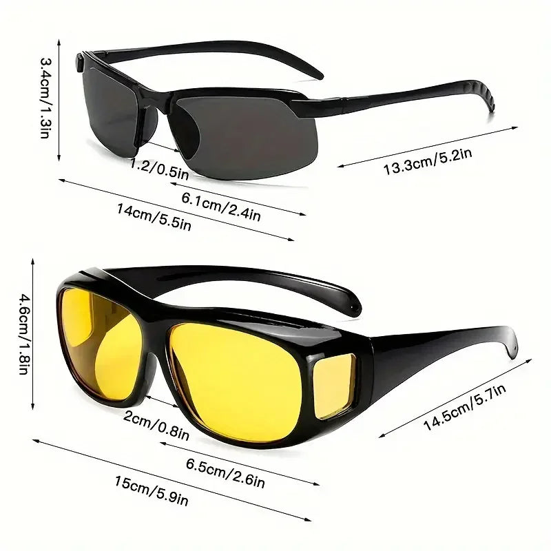 3pcs/set Fashion Night Vision Glasses Women Men Outdoor Sports Driver Anti-Glare For Night Driving Can With Prescription Glasses