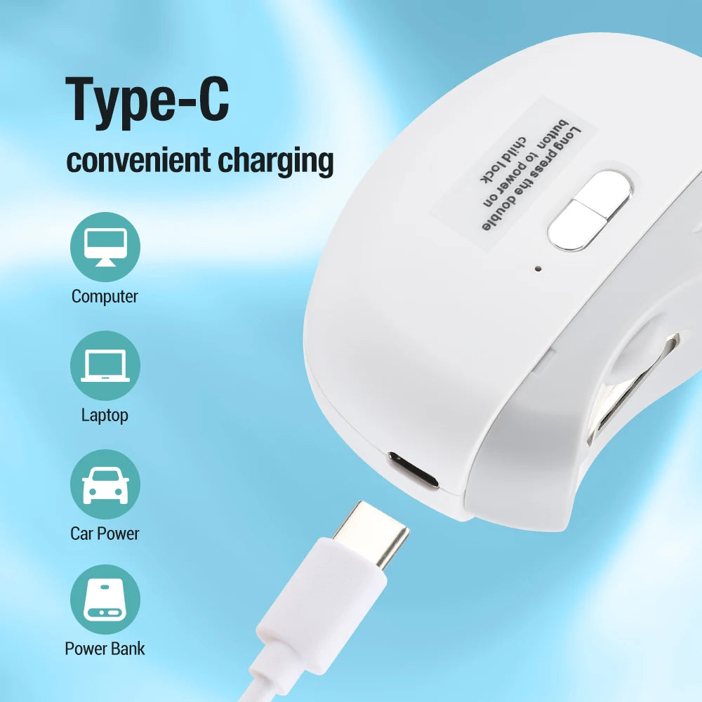 Rotatable Electric Nail Clipper For Baby Adult Automatic Nail Clippers With Light Nails Trimmer Cutter Manicure Polishing Tools