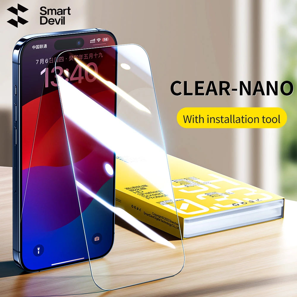SmartDevil 2/3 pcs Screen Protector HD for iPhone 17 Pro max 17 Air 16 Anti-fingerprint Tempered Glass Film for iPhone 16 Pro 15