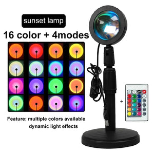 LED Sunset Lamp Nightlights USB Projector Birthday Party Decoration Mood Lights For Bedroom Living Room Wall Photography
