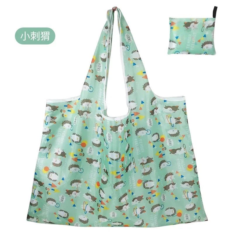 Large eco-friendly foldable shopping bag by Hot Trend Vault, reusable tote with durable, washable design for women.