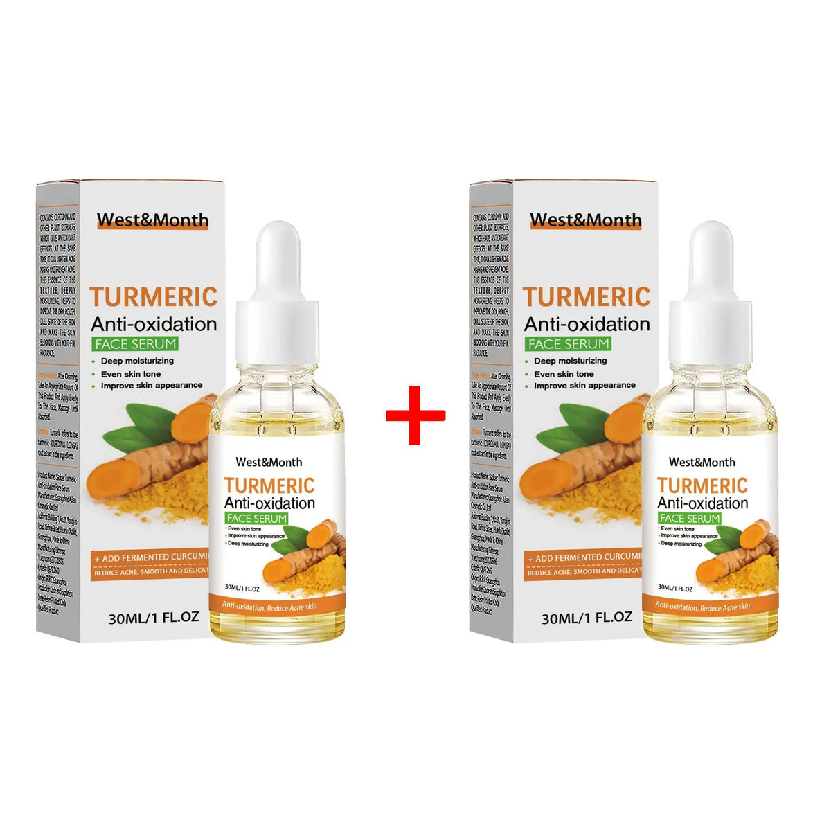 West&amp;Month turmeric face serum by Hot Trend Vault for brightening skin, reducing freckles and pigmentation, suitable for all skin types.