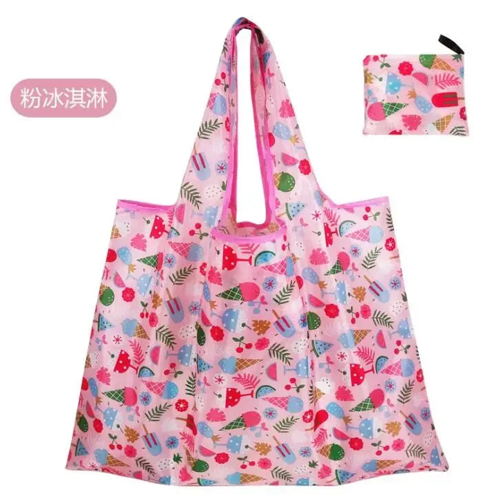 Reusable foldable shopping bag for women by Hot Trend Vault, large eco-friendly tote with heavy-duty washable fabric.