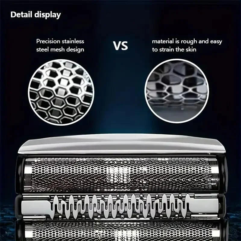 Dutrieux Premium Braun Series 5 replacement shaver head for men, featuring multiple foil and cutter components for close shave.