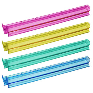 Set of four multicolor acrylic Mahjong tile pushers for family board game storage and organization by Hot Trend Vault.