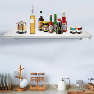 304 Stainless Steel Wall-Mounted Folding Table, Concession Shelf - Max Load 110lbs, Modern Rectangle Foldable Shelf for Kitchen