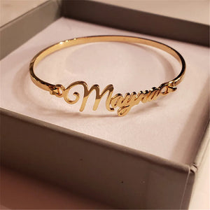 Customized Name Bracelet For Women Stainless Steel Cuff Bracelet Personalized Nameplate Custom Letter Detachable Bangle Jewelry