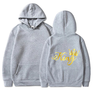 New King Queen Hoodies Pullover Unisex Couples Hooded Sweatshirt Harajuku Streetswear Long Sleeve Valentine's Day Hoodie