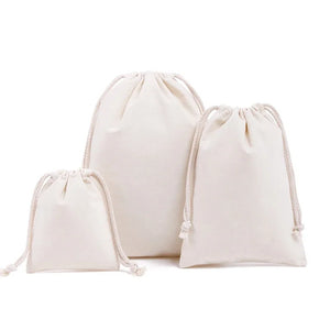 Reusable cotton produce bags by Hot Trend Vault, eco-friendly drawstring storage for fruits and vegetables, sustainable kitchen organizer.