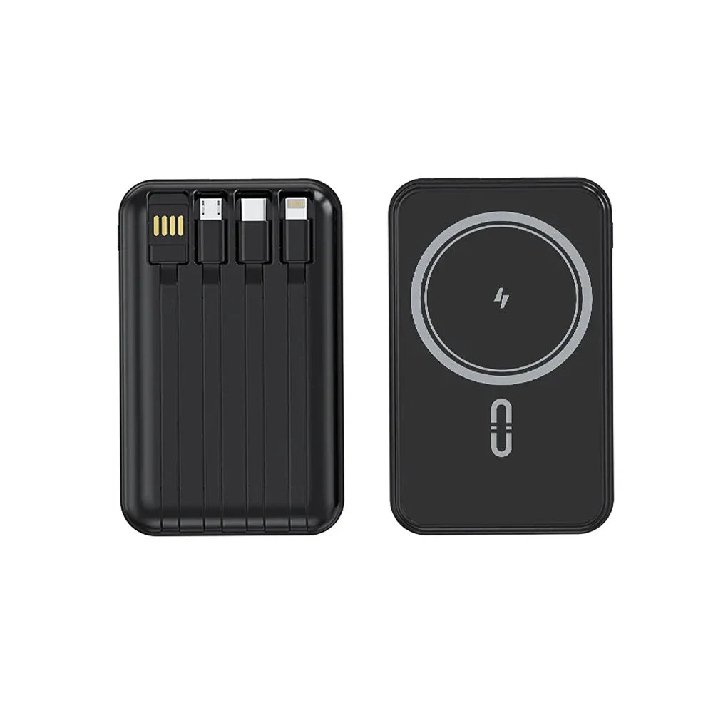 10000mAh Power Bank 15W Magnetic Fast Charging External Battery Wireless Charger with 4lines Cable for iPhone 15/14/13 xiaomi