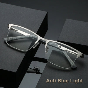 Unisex CLLOIO progressive multifocus reading glasses with blue light protection and spring hinges, designed for presbyopia.