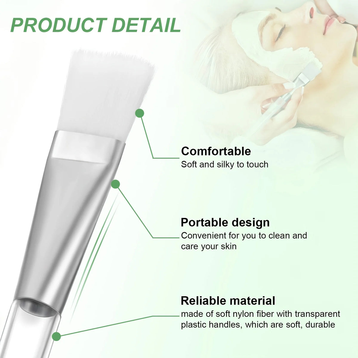 16 facial mask brushes - professional cosmetics and skin care tools, soft nylon bristles, transparent handles