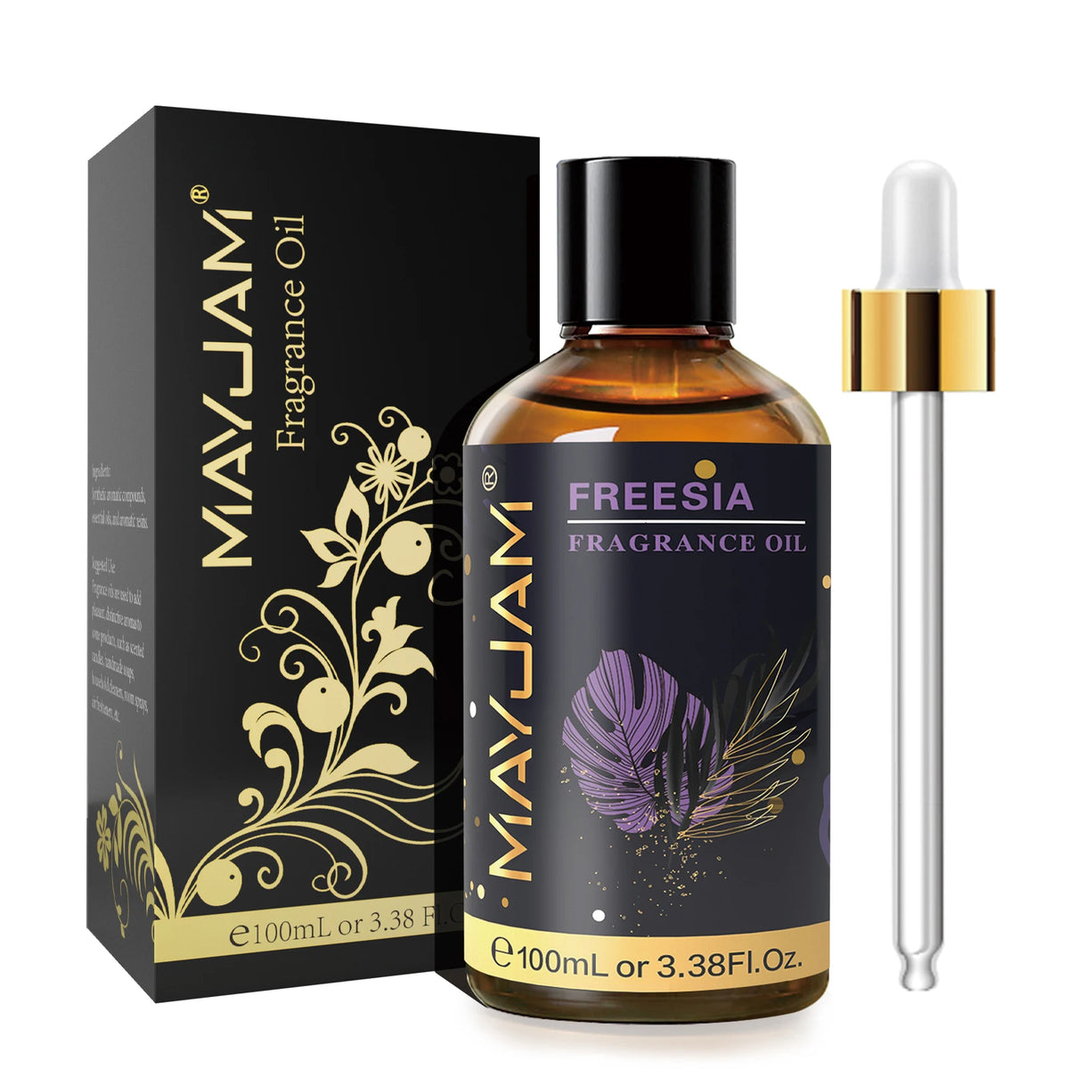 Hot Trend Vault Mayjam 100ml fragrance oil bottle with dropper, featuring Sea Breeze, Coconut, Vanilla, Coffee, and Bubble Gum scents.