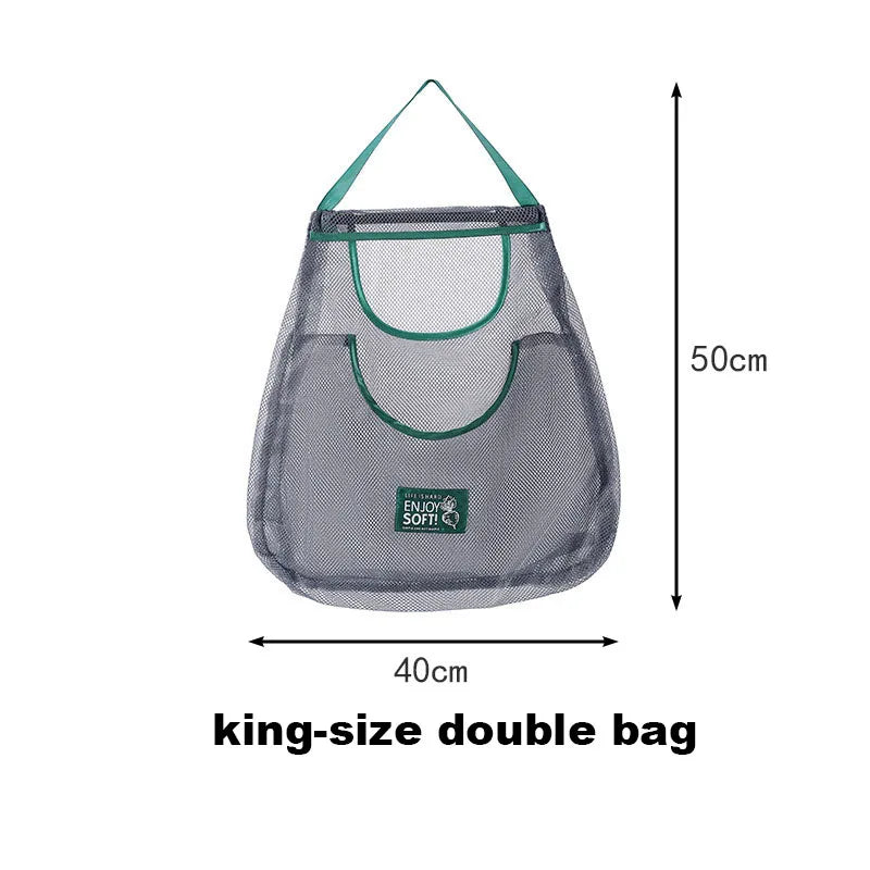 Hot Trend Vault reusable mesh storage bags for vegetables, hanging kitchen produce organizer, keeps vegetables fresh.